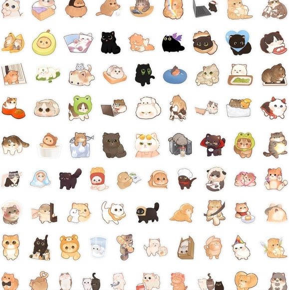 200 pc Colorful white vinyl sticker bumper water bottle Cute Small Pet Stickers - Picture 3 of 4